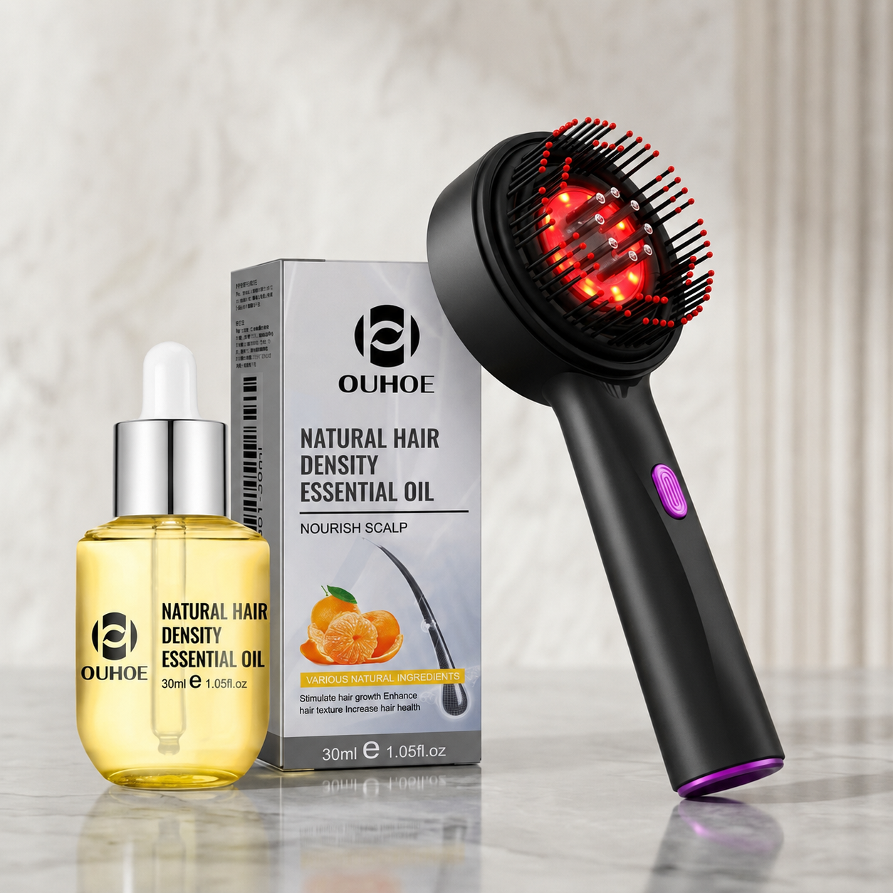 Peigne de massage avec Huile de Romarin
